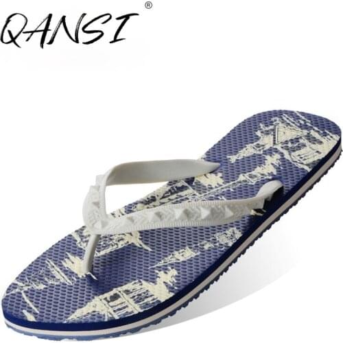EVA Fashion Printing Flat Mens Flip Flops Casual Indoor Bath Mens Shoes Comfortable Non-slip Beach Slippers for Men Summer