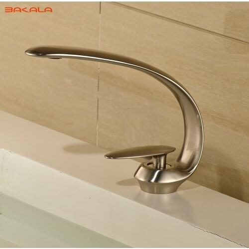 BAKALA Single Hole Sitting Faucet Bathroom Basin Faucet Brushed Nickel Sink Mixer Tap BKL6101-2L