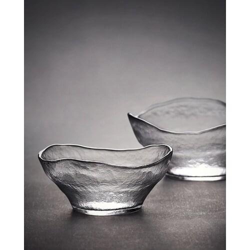 Japanese style hammer texture glass fruit salad bowl creative irregular shaped household handmade large dessert bowl CE / EU