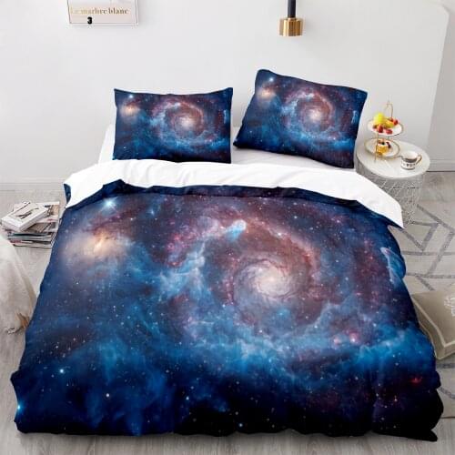 Space Galaxy Aurora Sunset Glow Bedding Set Single Twin Full Queen King Size Sky Stars Tree Bed Set Childrens Kid Duvetcover 44