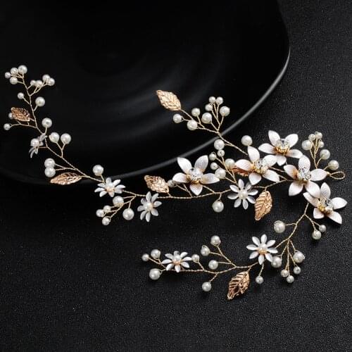 Brides hair ornaments flowers pearls exquisite hairbands headdresses bridesmaids wedding hair accessories