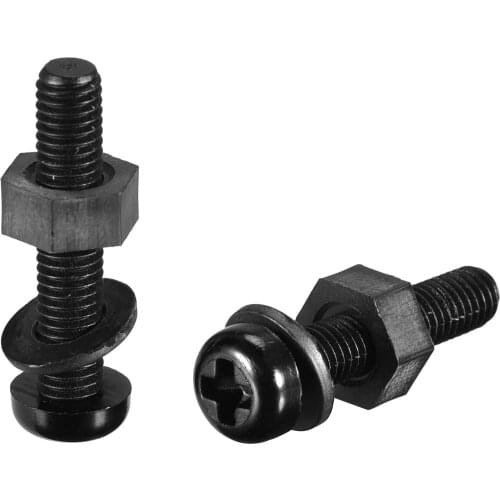 Uxcell Nylon Screw Nut Washer Assortment Kit, M5x25mm Round Head Machine Screw Bolt Nuts Flat Washers Black 20 Set