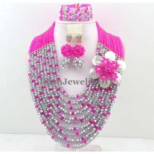 Splendid African Jewelry Sets African Crystal Beads Jewelry Set for Wedding Statement Necklace Jewelry W12020
