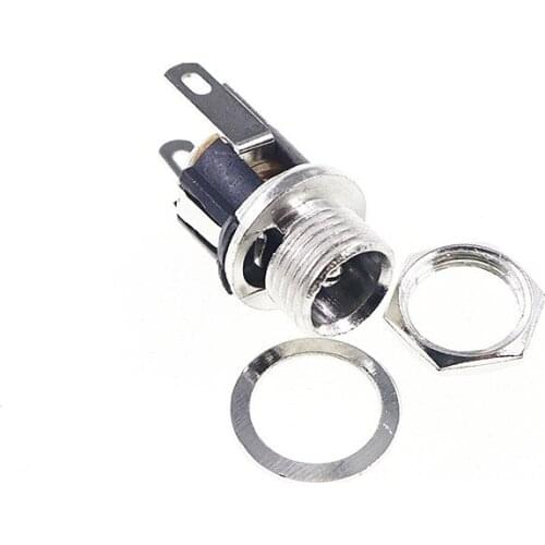 Screw Vertical DC Plug 5.5 mm X 2.1 mm Panel Mount Female DC Power Adapter Metal Case Jack Sockets Through Holes PCB 2.0 Pin