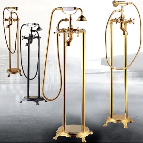 Top quality gold brass bathroom bathtub faucet Golden bathtub shower faucet set Floor standing ORB/Chrome/Rose Gold/Antique