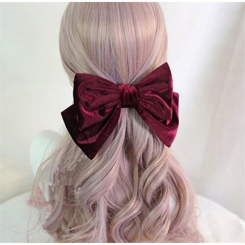 Retro Velvet Hairgrips Princess Big Large Bow Hairpin For Women Girls Lolita Hair Clip Hair Accessories B1607