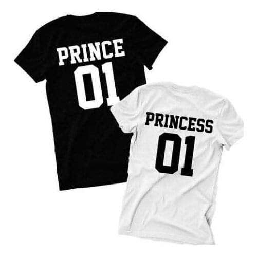 Women Funny Letter Print Tshirt Prince Princess 01 Couples T-shirt 2018 Summer Cotton Tops Hipster Unisex T shirts Tees Outfit