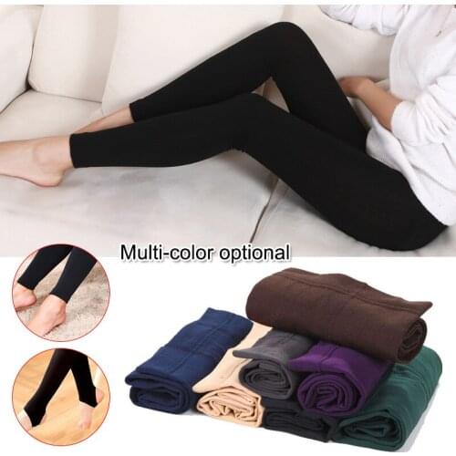 Women Heat Fleece Winter Stretchy Leggings Warm Fleece Lined Slim Thermal Pants Best Sale-WT