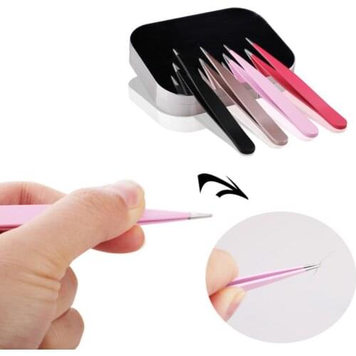 1PC Stainless Steel Color Sharp Eyebrow Clip Tweezer Color Trimming Eyebrows Beauty Makeup tilt tweezers Tool