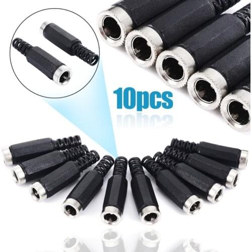 10pcs/lot Male / Female DC Power Jack Plugs 2.1mm x 5.5mm Black Socket Adapter Connector