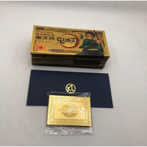 100pcs/lot Japanese Anime Demon Slayer Gold Banknotes for Childhood Momery Souvenir Collection