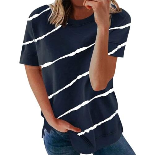 2021 Fashion Women Blouses Casual Striped Printing Shirts Short Sleeves Summer Vintage WomenS Tunic Tops блузки женские новинки