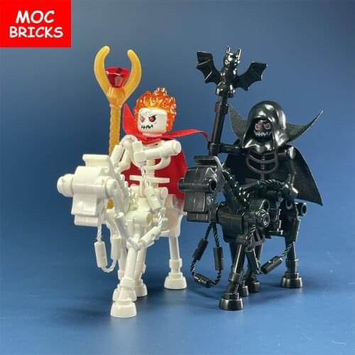5pcs/lot MOC Bricks DIY Dark messenger & Magicians group skull horse Building blocks Mini Dolls Toys for children gifts
