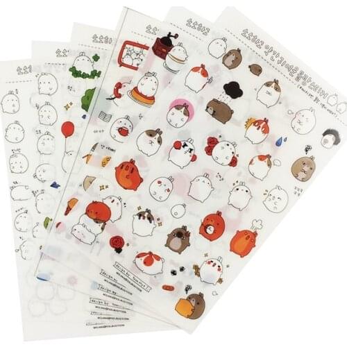 6 Pcs/lot New Molang Decorative Stickers DIY Childrens Diary Cartoon Potato Rabbit PVC Sticker Set Deco Label Children Stickers