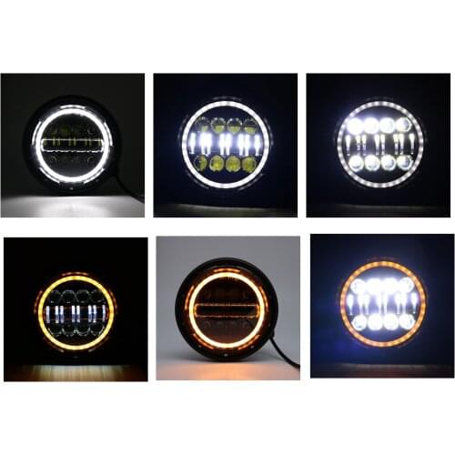 7 Inch 80W DOT SAE E9 Motorcycle Headlamp with Angle Eye Led Halo Headlight 7inch housing bracket trim ring