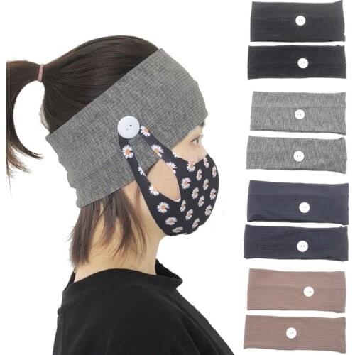 Family Lovers Hair Accessories Mask Buttons Turban Sport Fitness Headbands For Women Men Headwear Bandeau scrunchie hair band