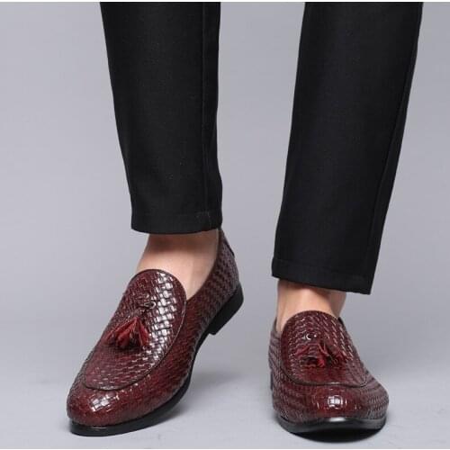 Handmade Brand Tassel Shoes Men Casual Leather Dress Loafers Woven Oxfords Moccasins Luxury Italian Wedding Flat Shoes N9-100