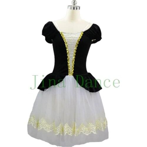 Coppelia Ballet Stage Dance Costume Tutu Dress Child Performance Giselle Black Ballet Dress Girls Lyrical dance costume