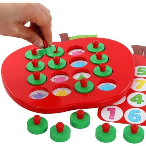 Montessori Early Education Toys Kids Wooden Apple Memory Matching Chess Game for Children kids Matching and cognition Toy Gifts
