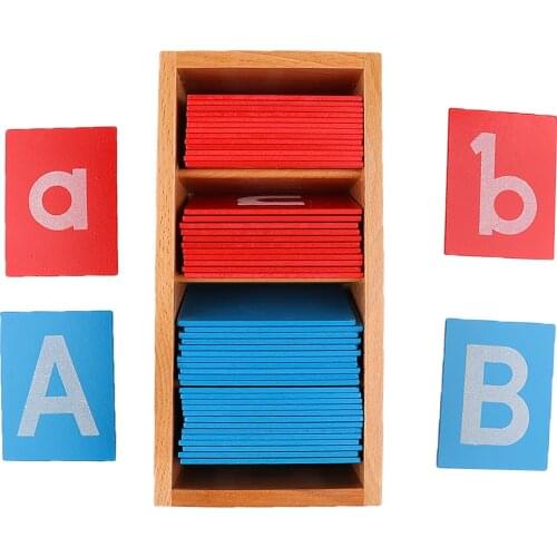 Montessori Early Learning Sandpaper Alphabet Card in Box Kids Wooden Toy Set