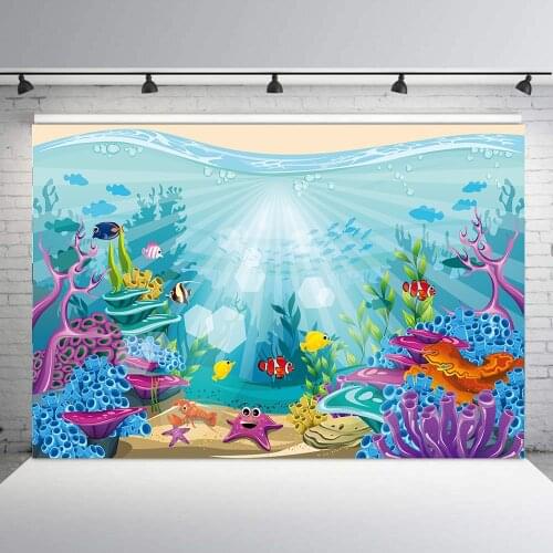 Under the sea photography backdrops baby shower birthday party decoration kids photo backgroud photocall booth shoot studio b107