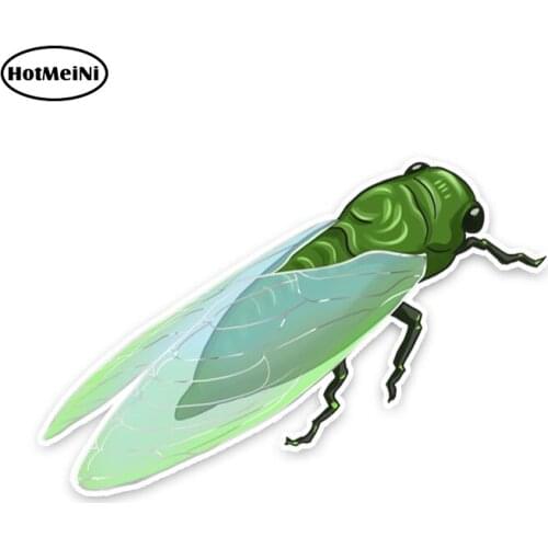 HotMeiNi 5.8cm x 15cm Green Animal Cicada PVC Car Sticker Decals Graphical Waterproof