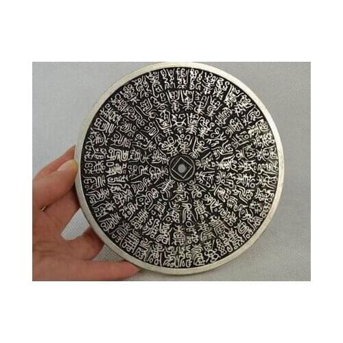 Decoration white Copper silver factory Elaborate Vintage Collectible Tibetan silver One Hundred "Long life" Coin Big Statue