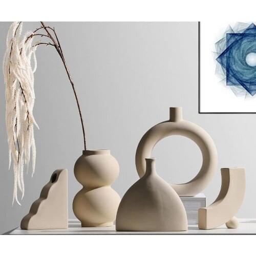 Nordic Ceramic Vase Home Decoration Decoration White Vegetarian Ceramic Flower Pot Art Vase Home Decoration Craft Gift