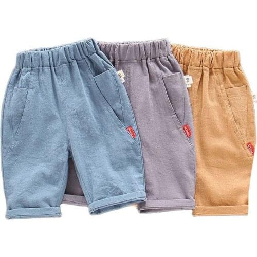 Fashion Children Casual Cropped Pants New Summer Pure Color Comfortable Kids Boys Girls Loose Cotton Linen Pants Baby Pant