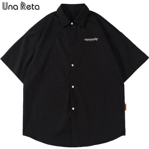 Una Reta Casual Short sleeve shirt Men New Summer Tops Fashion Harujuku Hip hop print Oversized Shirts Reflective Mens clothing