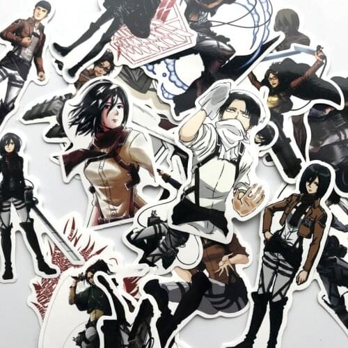 Anime Attack on Titan Stickers Character Levi Eren Jaeger Mikasa Waterproof PVC Stickers Suitcase Car Decoration Gifts for Kids