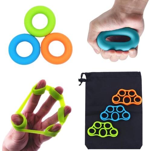 Finger Stretcher & Hand Grip Strengthener Set 6 or 3 Pack with Carry Bag Finger Exerciser Relieve Wrist Pain Hand Therapy