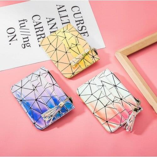 2021 Spring New Trend Colorful Laser Wallet Ladies Zipper Coin Purse Student Small Wallet Multi-card Fashion Card Bag Clutch
