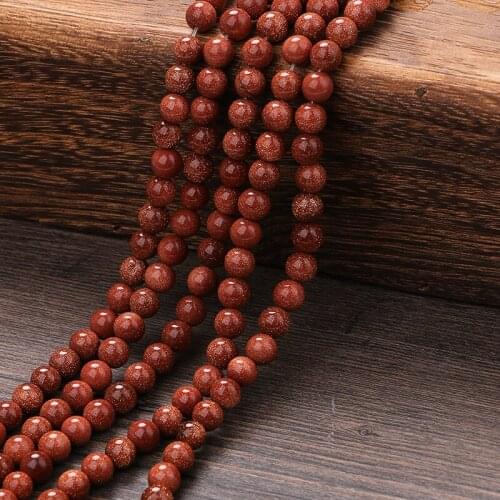 KANGKANG Wholesale 4-12mm Natural Gold Sand Stone Beads Round Beads for DIY Jewelry Making Bracelet&Necklace