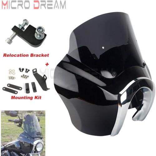 Retro Motorcycle Front Headlight Fairing 9" Windshield For Harley Dyna FXD FXR Low Rider Wide Glide Fat Bob Street Bob 2006-2017