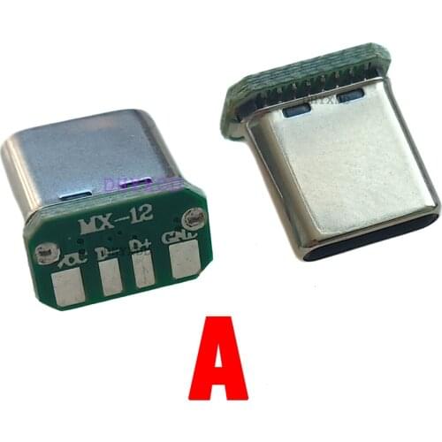 10Pcs USB 3.1 Type C Vertical Patch Board 16pin 4 Welding Wire Data Band PCB USB Board Male Head 16P Usb C Connector