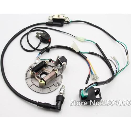 Full Wiring Harness Loom Solenoid Coil Regulator CDI C7HSA Spark Plug 50cc 70cc 110cc 125cc 140cc 150cc ATV Quad Bike Kick Start