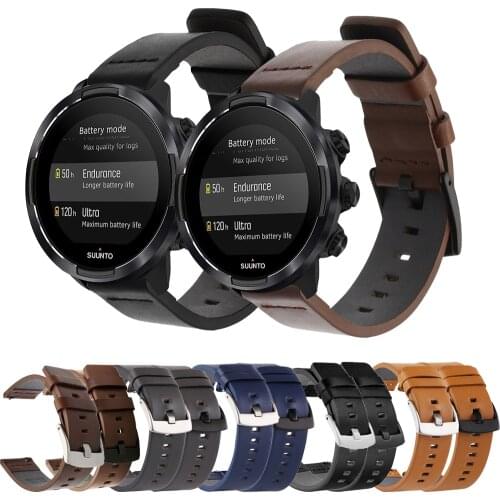 Genuine Leather Watchband bracelet Strap 24mm for Suunto 7 9/Suunto 9 baro Sport Watch Band Quick Release Strap Watch Band Wrist