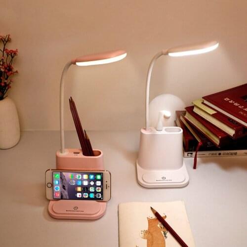 LED Rechargeable USB Touch Dimming Desk Lamp Student Multi-function Eye Protection Book Light Fan Phone Holder Creative Gifts