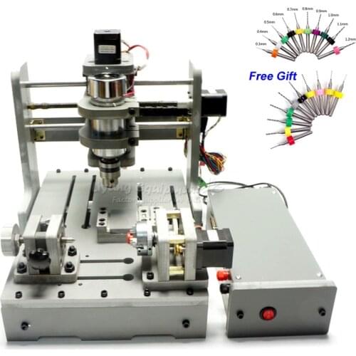 USB Mini Lathe Woodworking Machine 4 Axis CNC Wood Router 3D Engraving with Rotary 300W Spindle for PCB Milling