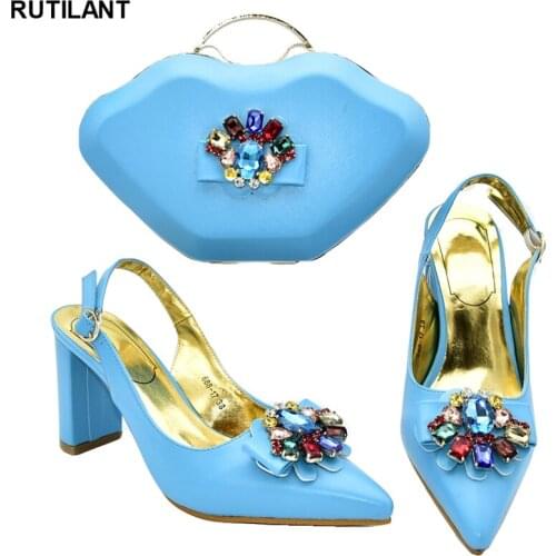 African Shoe and Bags Women Italian 2019 Luxury Sandals Women Italian Shoes and Bags To Match Shoes with Bag Set Buckle Strap