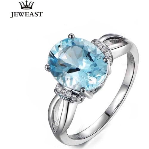 ML Natural Aquamarine 18K Pure Gold 2020 New Hot Selling Top Ring Women Heart Shape Ring For Ladies Woman Genuine Jewelry
