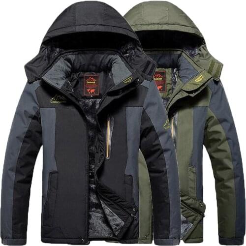 Winter Fleece inside Hiking Jackets Men Windproof Waterproof Outwear Parka Male thick Windbreaker Army Raincoat large size Coat