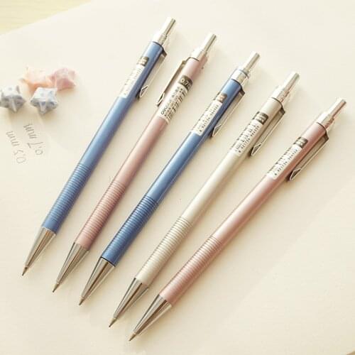 1 Pcs Kawaii Cute 0.5mm 2B Metal Deli Star Telescopic Mechanical Pencil Rubber School Office Supplies Stationery Free Shipping