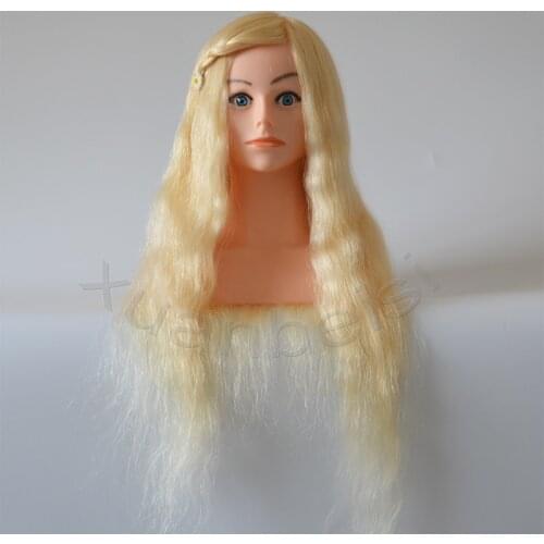 100% Natural Blonde Human Hair Training Head With Shoulder Great Quality Mannequin Head With 22 inch White Real Hair 613# Dummy