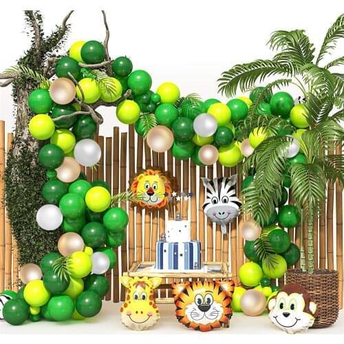 144 pcs Animal Balloons Garland Kit Jungle Safari Theme Party Supplies Favors Kids Boys Birthday Party Baby Shower Decorations