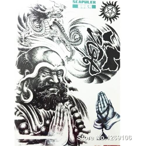 2018 NEW 24x32cm Buddha Cool Arm Tattoo waterproof Popular Temporary Body Tattoo Art Stickers