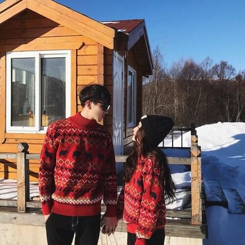 2020 half-height collar elk sweater womens winter loose sleeve knitted bottom shirt