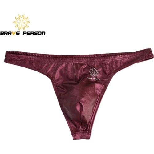 3pcs/lot New BRAVE PERSON Men Briefs Sexy Mens Low Waist Briefs Imitation Leather Male Underpants Briefs Men Thongs Underwear