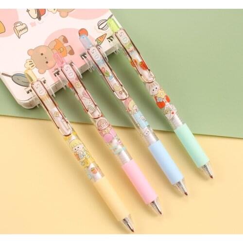 4PC/SET Cute Girl Rose Gold Press Gel Pen Small Fresh Nice Pen Elementary School Junior High School High School Water Pen Sign